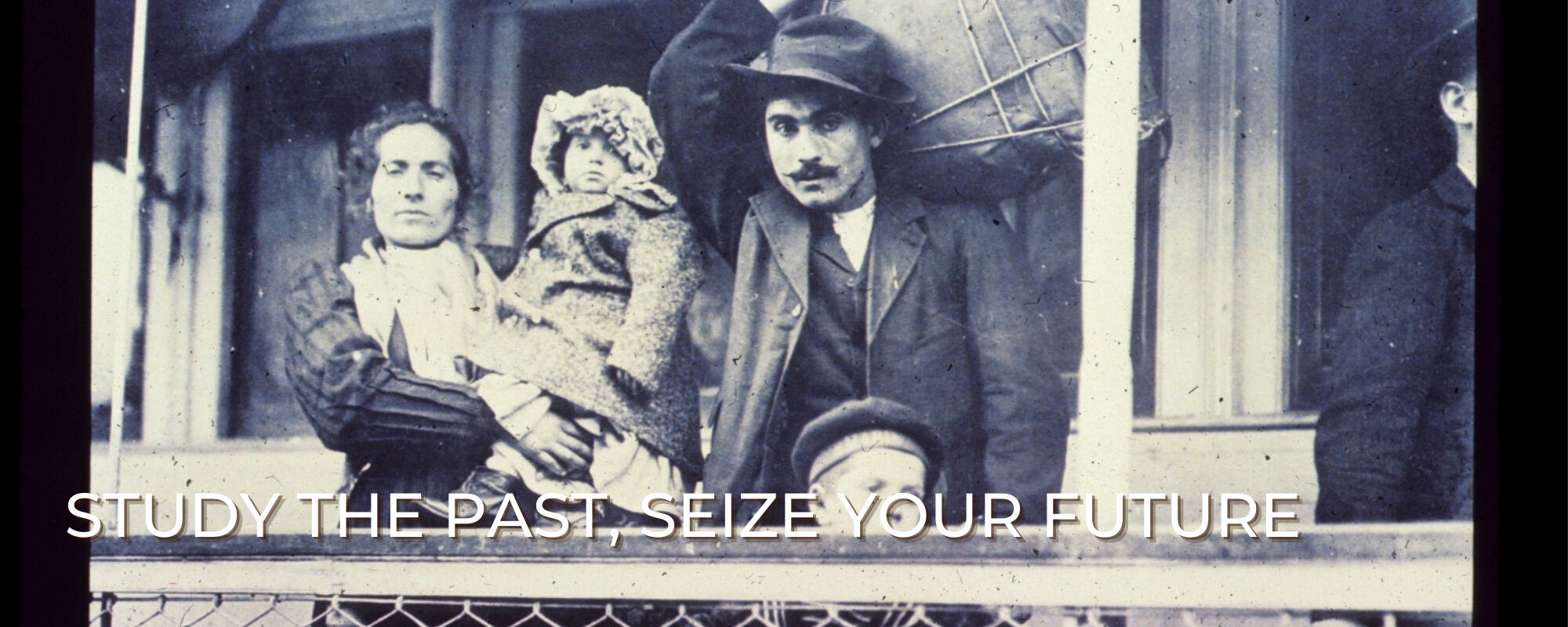 Immigrant family on a ship